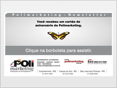 Polimarketing, Newsletter, Animada em Flash, AniversÃ¡rio Pessoa FÃ­sica, Borboleta